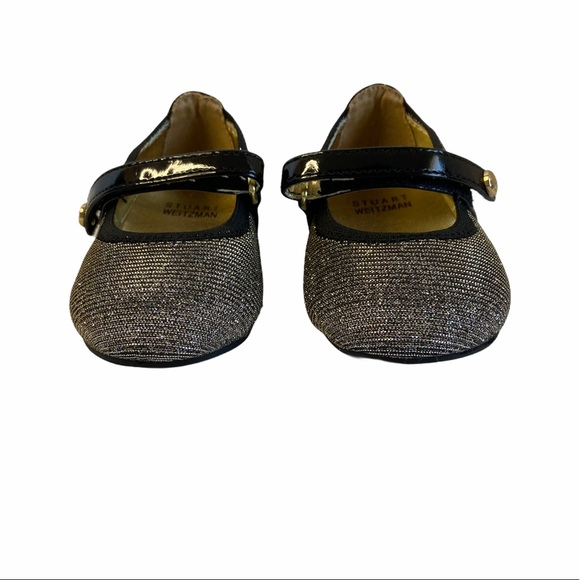 Stuart Weitzman Infant Black Gold Slip On Shoes - Picture 2 of 9